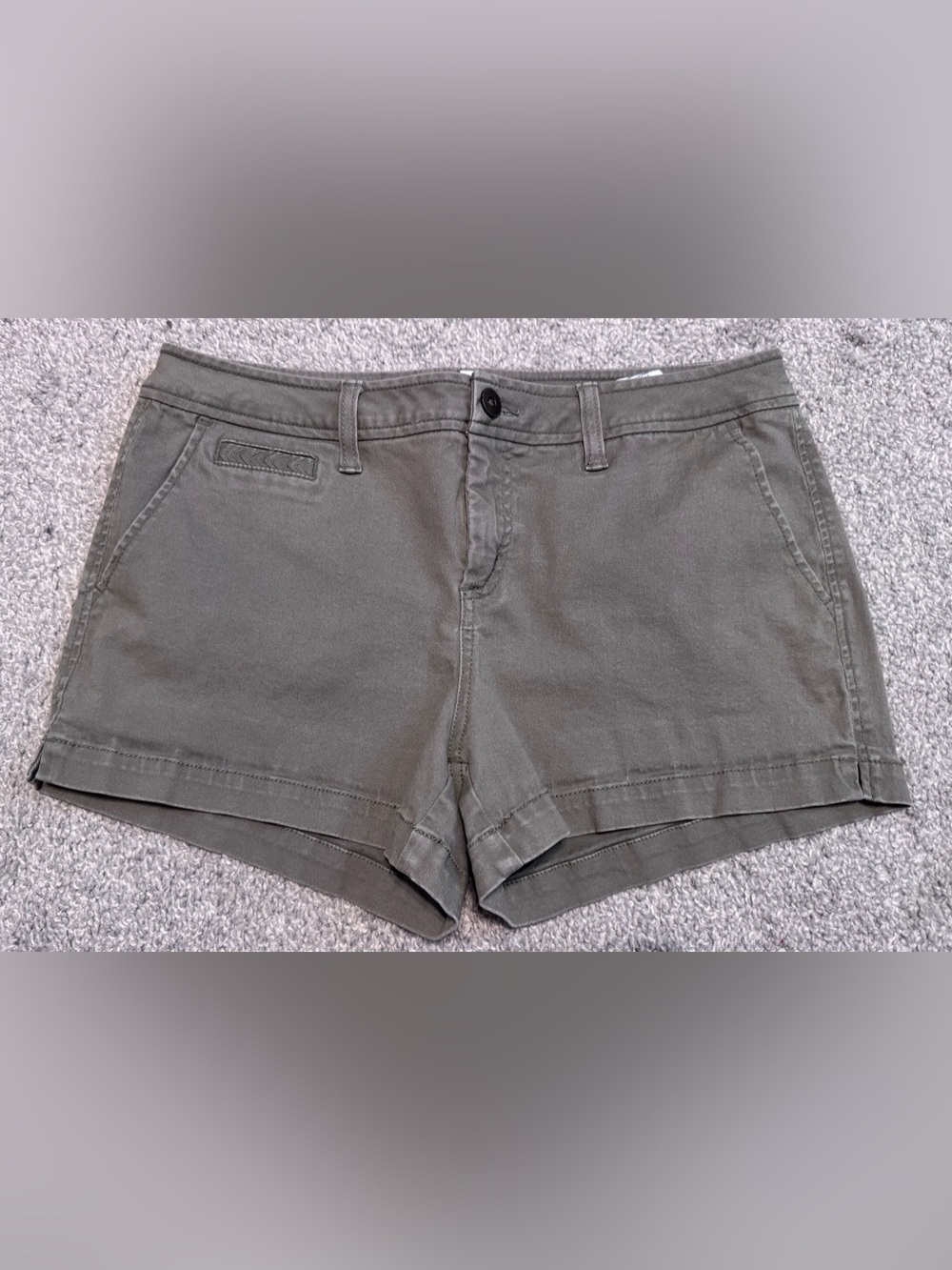 Market & Spruce Olive High-Waist Cotton Shorts